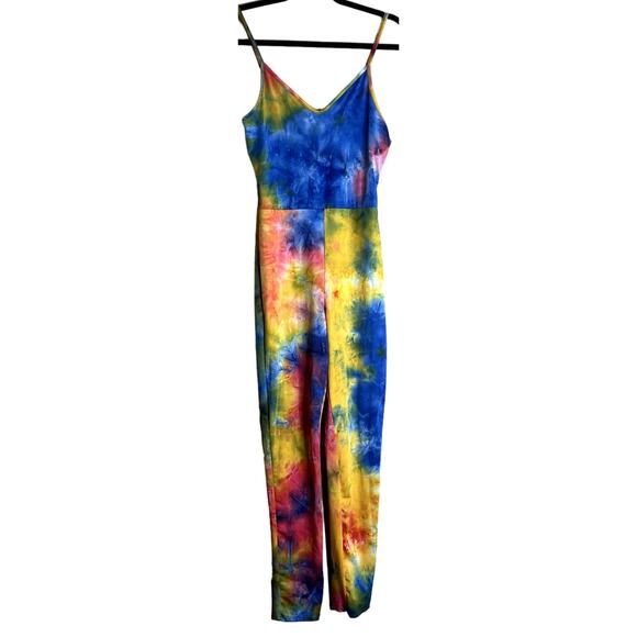 Aria Pants - Aria Jumpsuit Women Size Medium Multicolor Hippie Tie-dye Sleeveless Festival